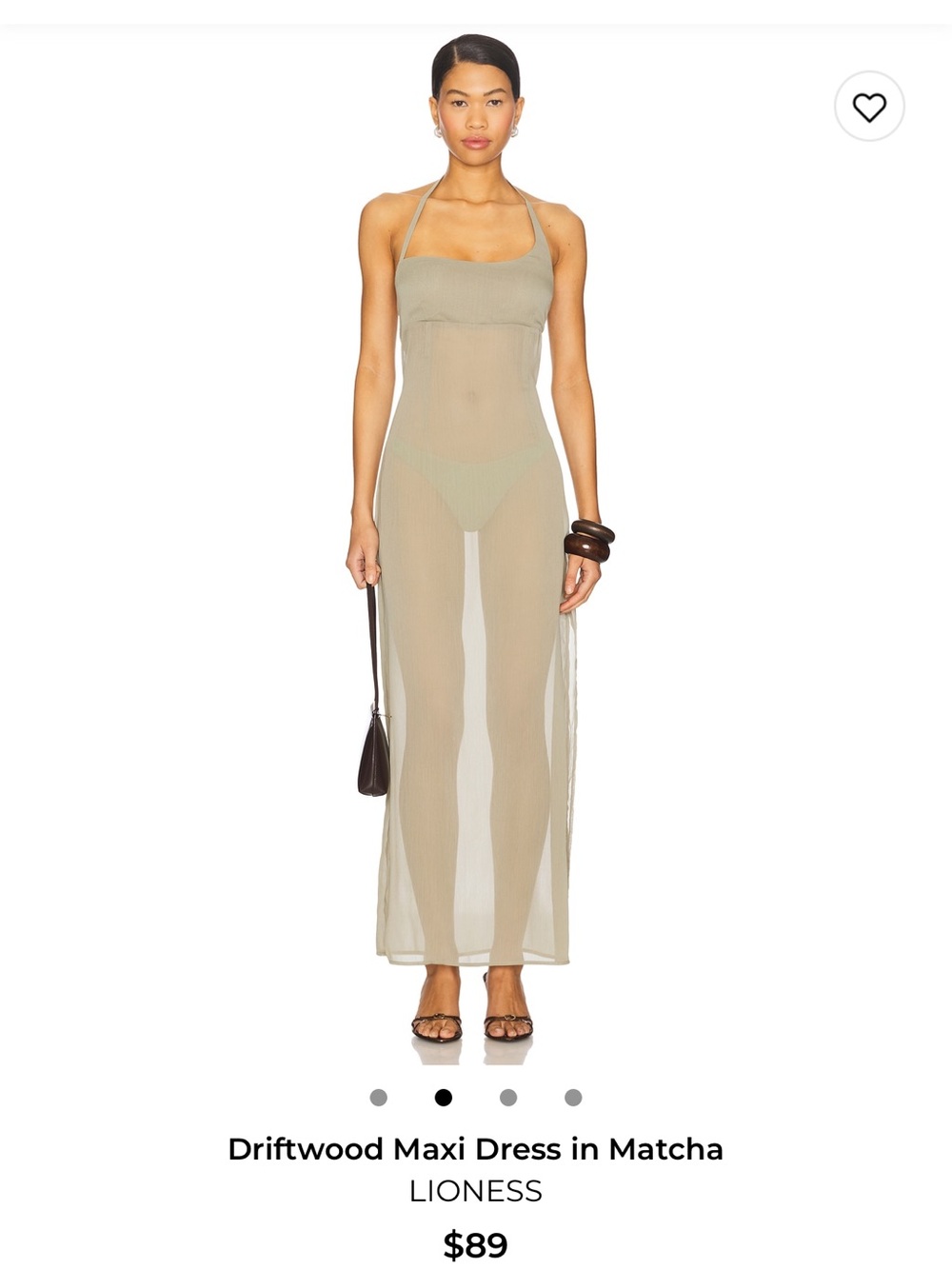 Lioness Matcha Sheer Halter Maxi Dress